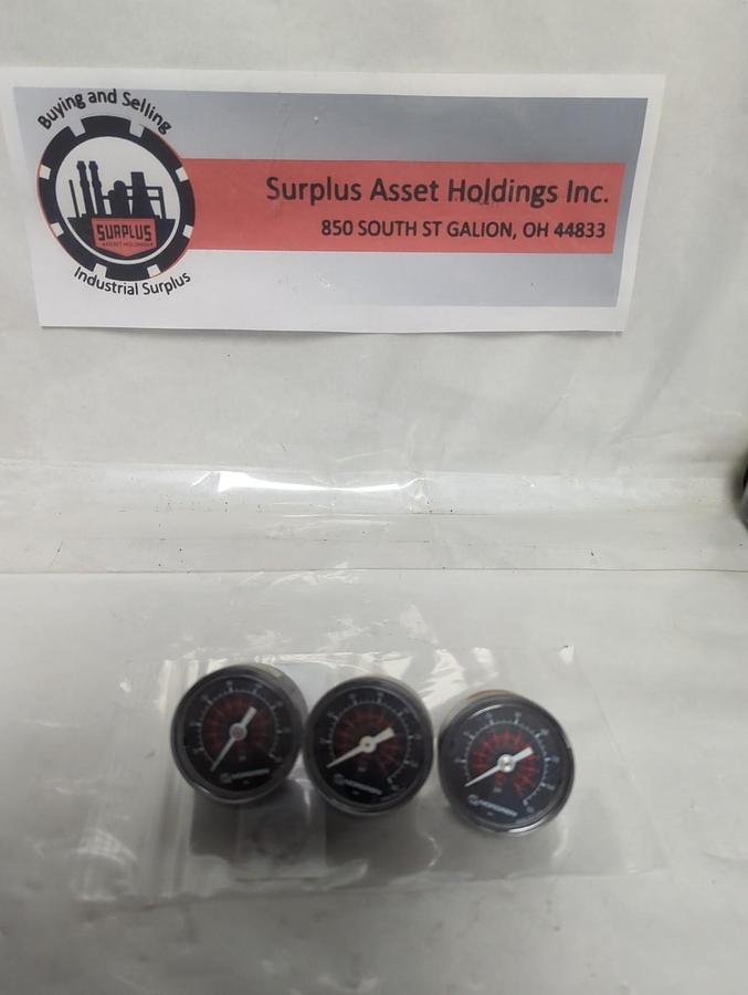 Used NORGREN,0-160,PRESSURE GAUGE 0-160PSI 0-11 BAR LOT OF 3 PRE-OWNED