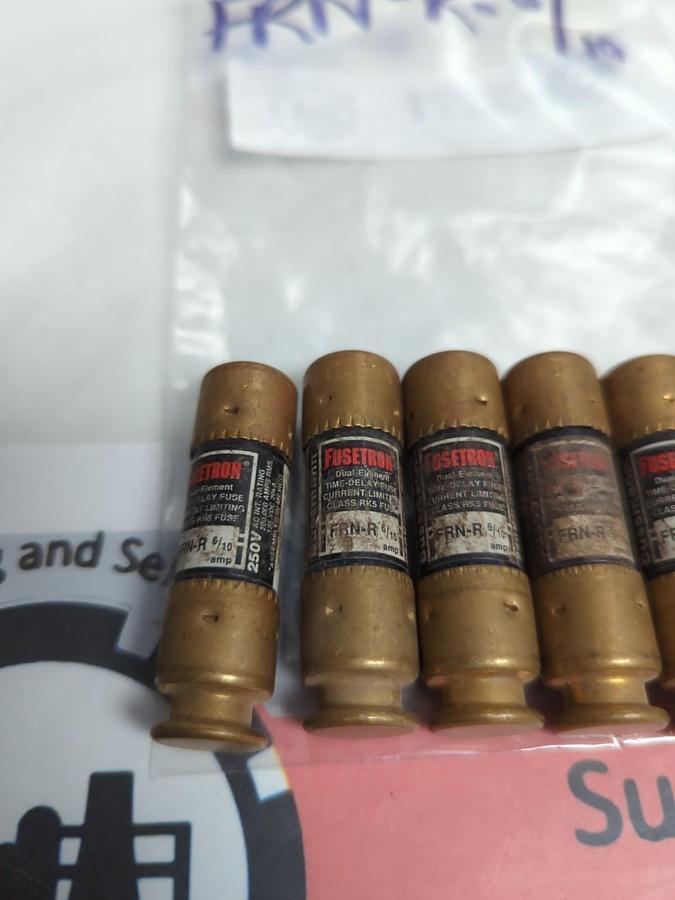 Used COOPER BUSSMANN,FRN-R-6/10,FUSETRON 6/10 AMP FUSE LOT OF 5 PRE-OWNED