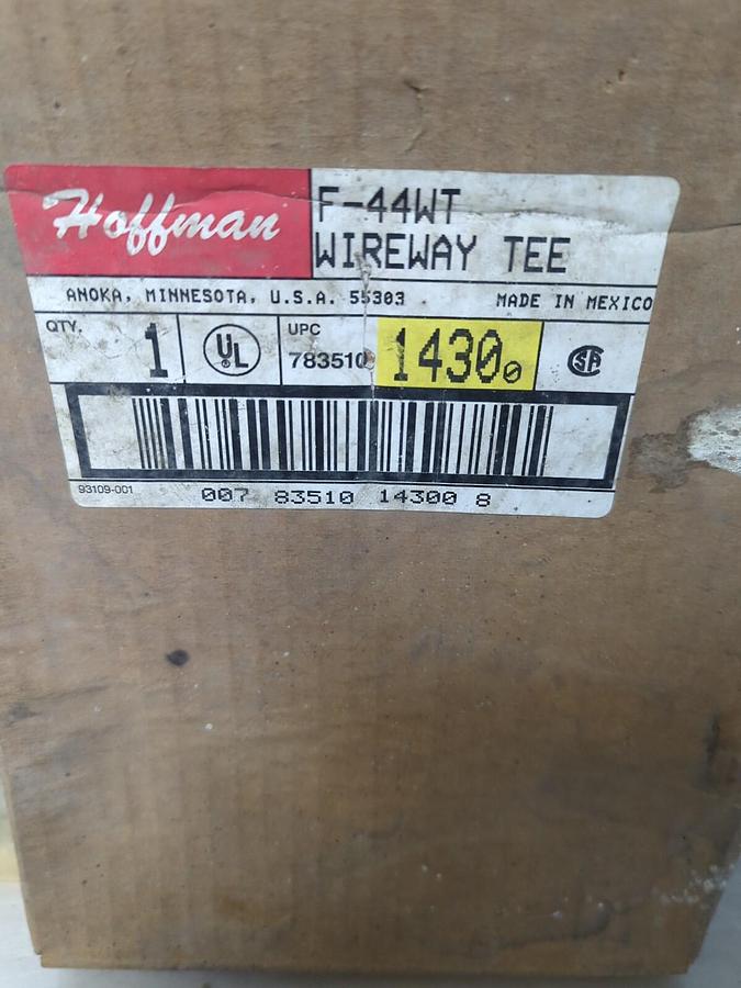 HOFFMAN,F-44WT,WIREWAY TEE NOS