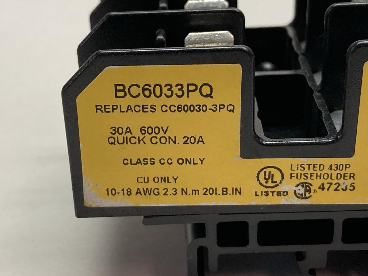 Used Buss,BC6033PQ,Fuse Holder 30A 600V