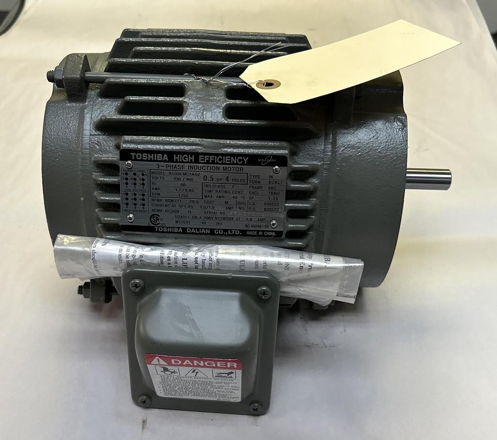 TOSHIBA,B1/24EMC2AOZ,INDUCTION MOTOR 1/2HP 1755RPM 230/460V 3PH 56C FRAME NOS