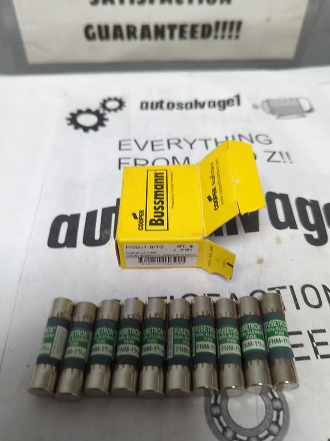COOPER BUSSMANN,FNM-1-8/10,FUSETRON 1-8/10 AMP FUSES BOX OF 10 NEW