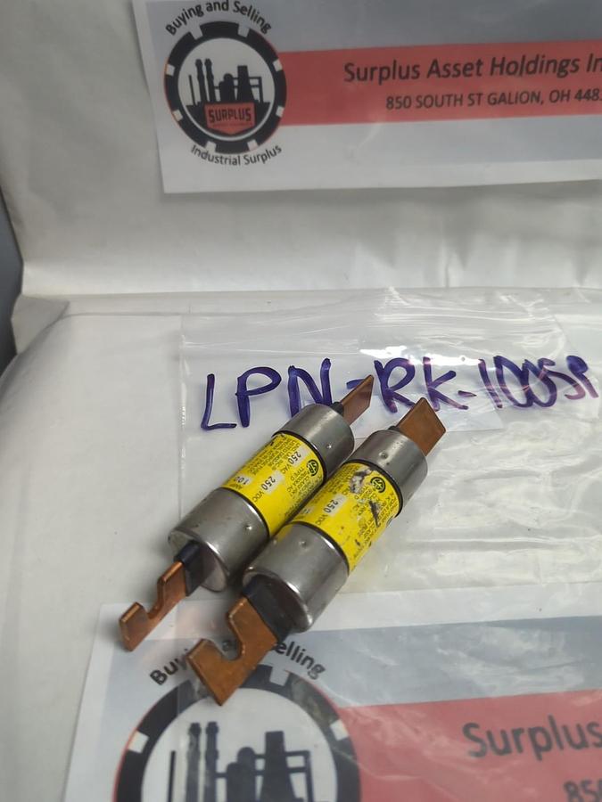 Used COOPER BUSSMANN,LPN-RK-100SP,LOW-PEAK 100 AMP FUSE LOT OF 2 PRE-OWNED