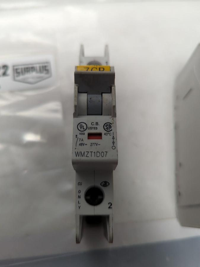 Used EATON,WMZT1D07,1-POLE 7 AMP CIRCUIT BREAKER LOT OF 2 PRE-OWNED