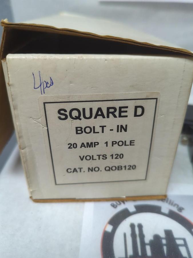 Used SQUARE D,QOB120,CIRCUIT BREAKER 20 AMP 1-POLE LOT OF 4 PRE-OWNED