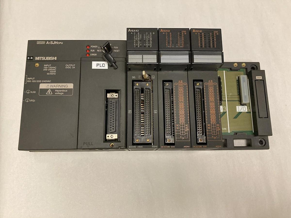 Used Mitsubishi,A1SJHCPU/A1SX42/A1SY41/A1SY41, PLC Rack