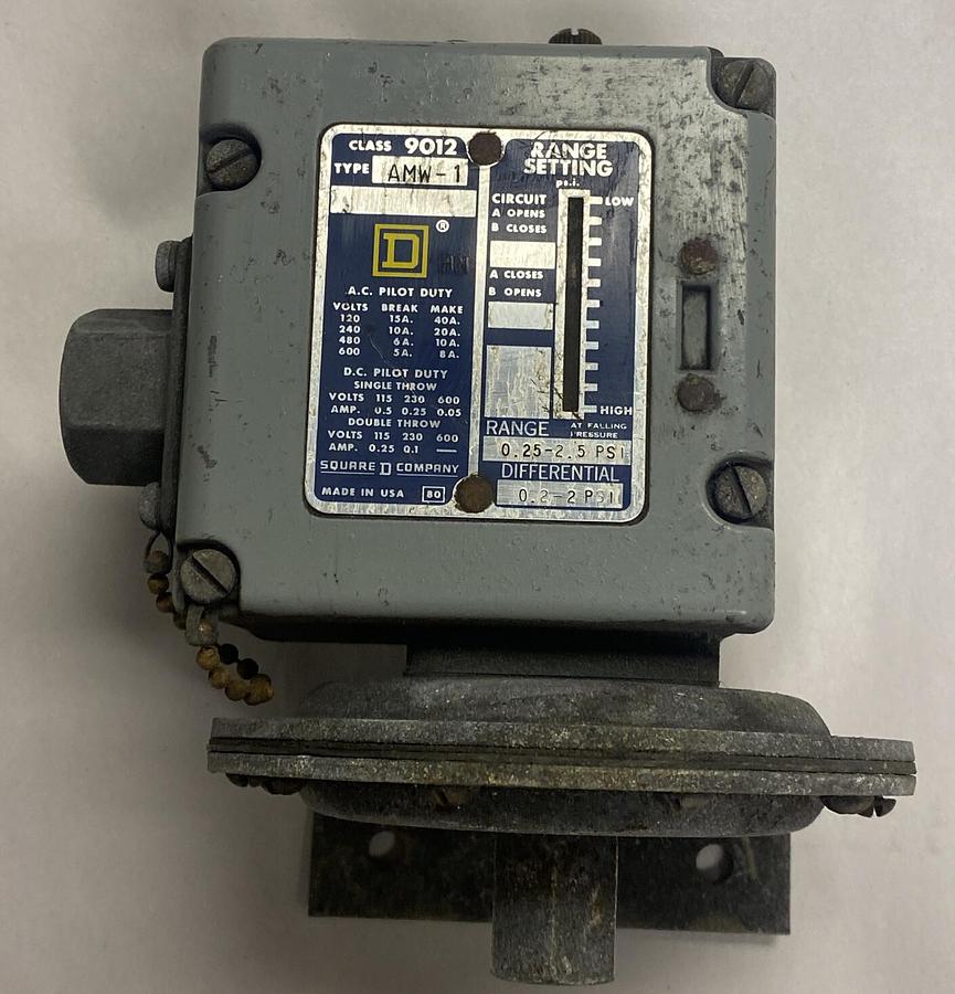 Used SQUARE D,9012 AMW-1,PRESSURE SWITCH