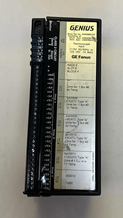 Used GE FANUC,IC660BBA103,THERMOCOUPLE INPUT GENIUS BLOCK