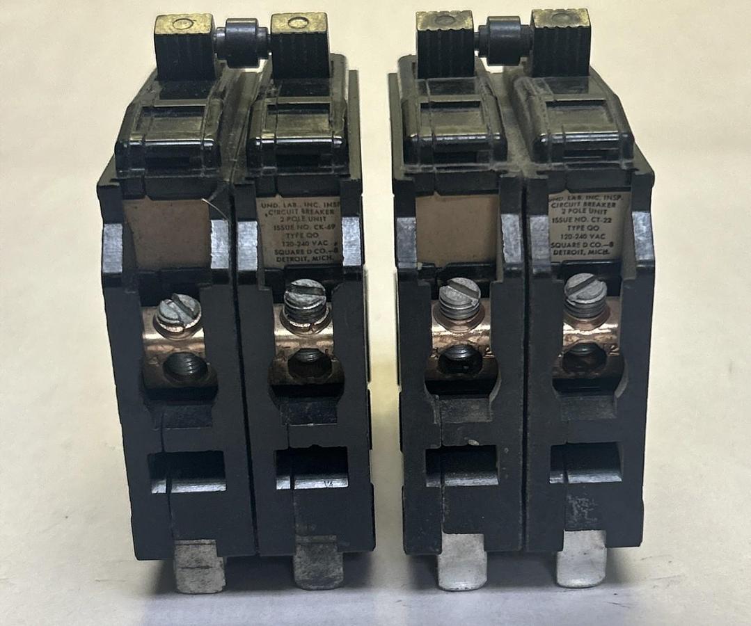 Used SQUARE D,QO250,CIRCUIT BREAKER 50A 120/240V LOT OF 2