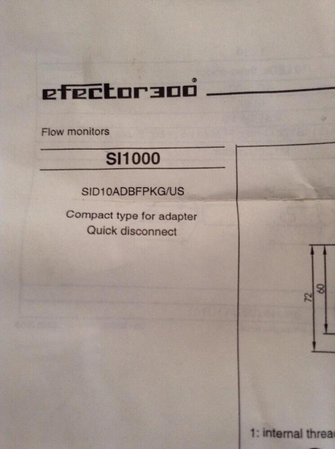 IFM Efector,SI8503 S11000,Flow Monitor  with E40107 NOS