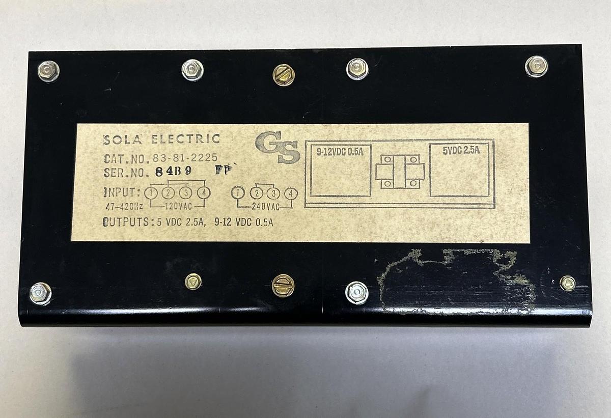 Used SOLA ELECTRIC,83-81-2225,POWER SUPPLY