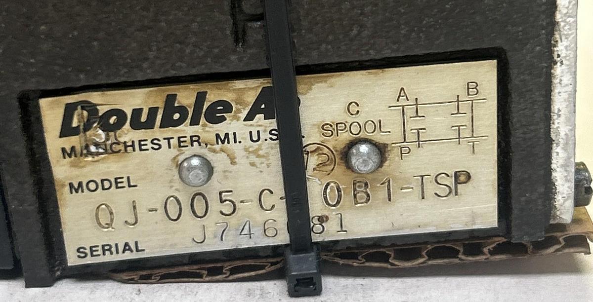 Used DOUBLE A,QJ-005-C-10B1-TSP,HYDRAULIC VALVE