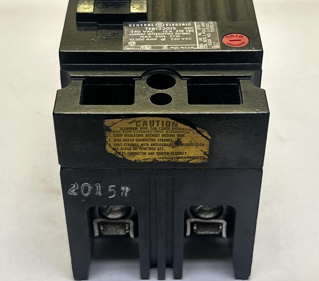 Used GENERAL ELECTRIC,TEB122015,CIRCUIT BREAKER 15A 240V 2P