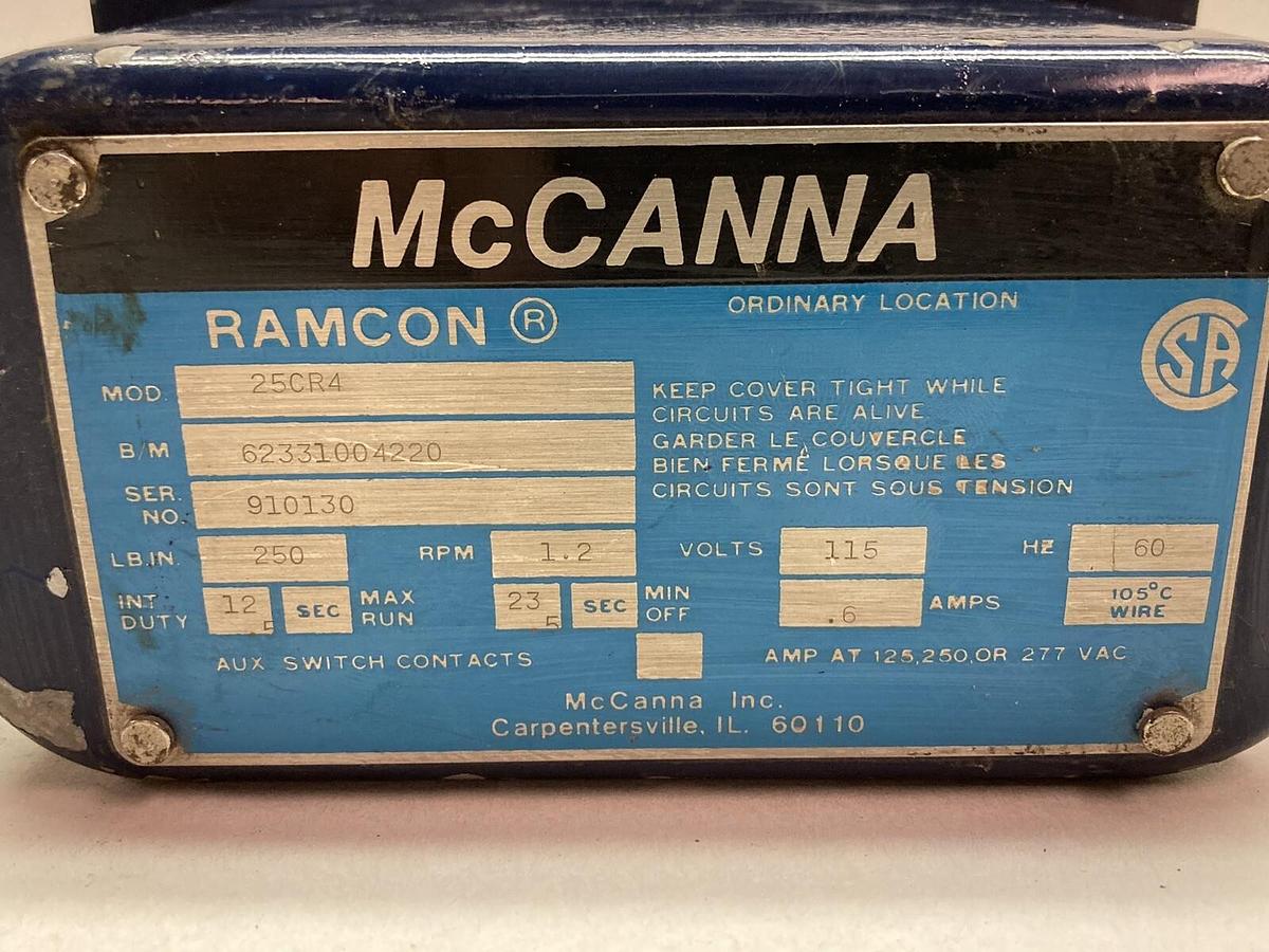 Used Mccanna Ramcon,25CR4,Electric Valve Actuator 115V