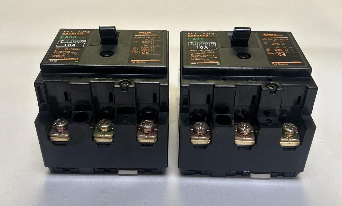 Used FUJI ELECTRIC,BB3AEA-010,CIRCUIT BREAKER 10A 220V 3P LOT OF 2