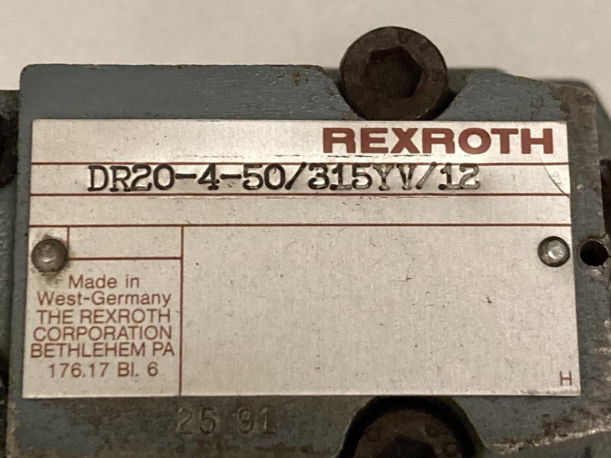 Used Rexroth,DR20-4-50/315YV/12,Hydraulic Relief Valve