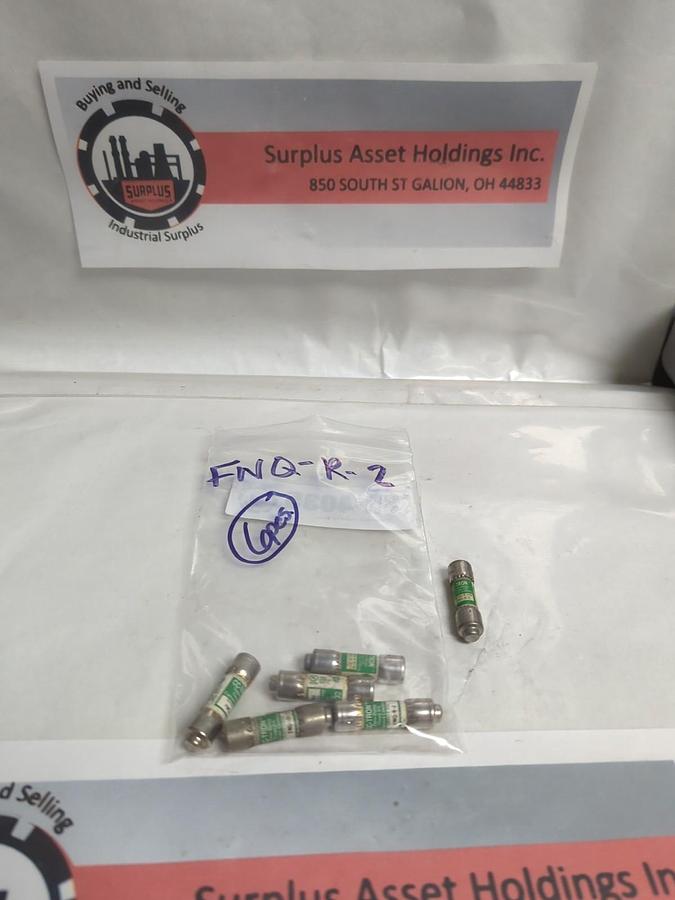 Used COOPER BUSSMANN,FNQ-R-2,CC TRON 2 AMP FUSE LOT OF 6 PRE-OWNED