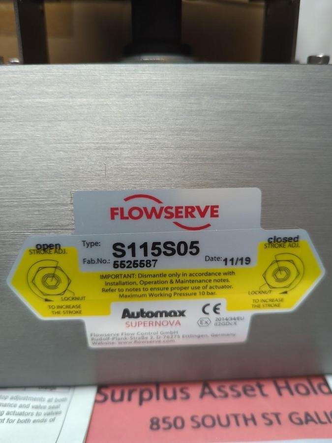 FLOWSERVE,S115S05,AUTOMAX SUPERNOVA PNEUMATIC ACTUATOR W/35307 SWITCH BOX NOS
