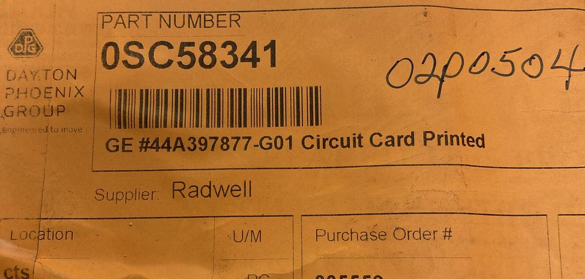 Used GENERAL ELECTRIC,44A397877-G01,CIRCUIT CARD PRINTED REFURBISHED