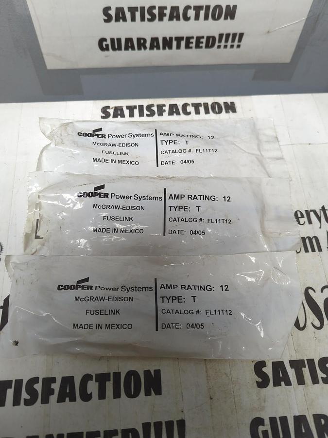 COOPER POWER SYSTEMS,FL11T12,FUSE LINKS TYPE: T 12 AMP LOT OF 3 NOS