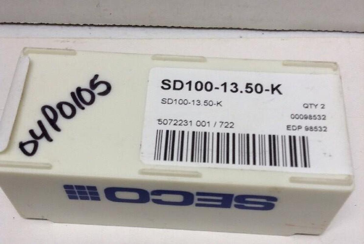 Seco,SD100-13.50-K,Replaceable Carbide Drill Tip SEALED Pkg of 2