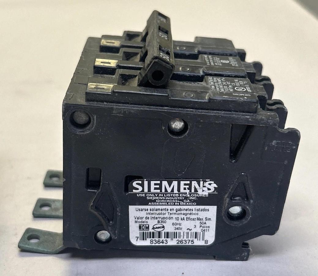 Used SIEMENS,B350,CIRCUIT BREAKER 50A 240V 3P LOT OF 2
