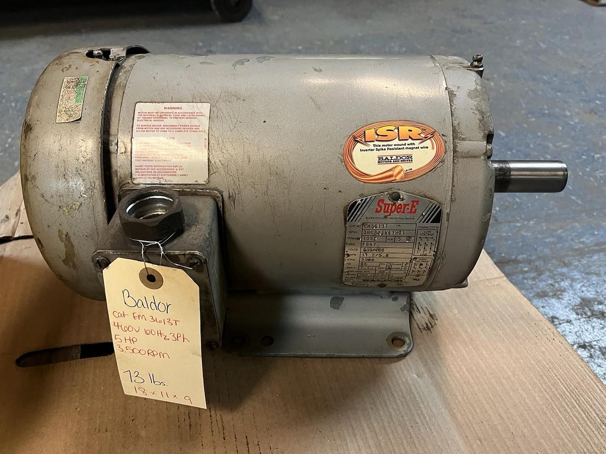 Used BALDOR,EM3613T,MOTOR 5HP 3500RPM 3PH 184T 230/460V