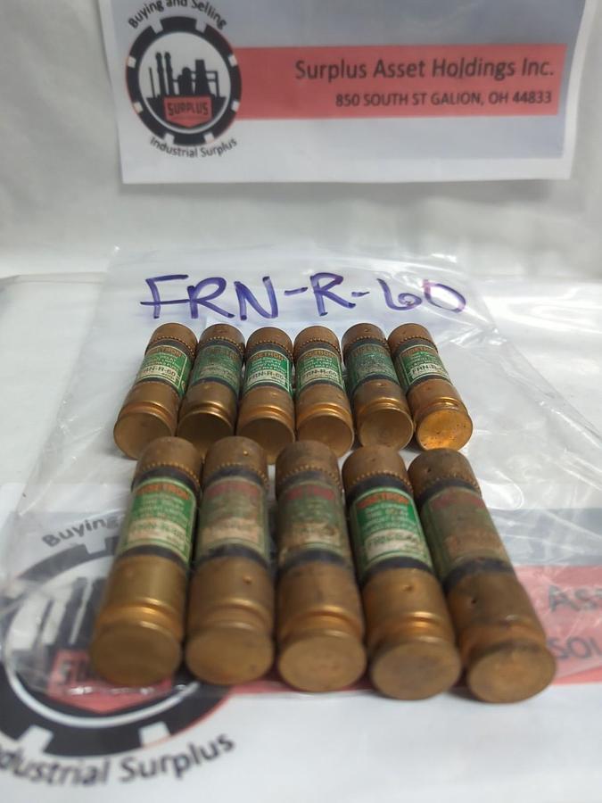 Used COOPER BUSSMANN,FRN-R-60,FUSETRON 60 AMP FUSE LOT OF 11 PRE-OWNED