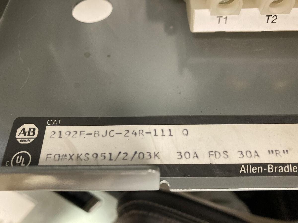 Used Allen Bradley,2100 2192F,30 Amp 12 INCH Fused MCC Disconnect Feeder Bucket