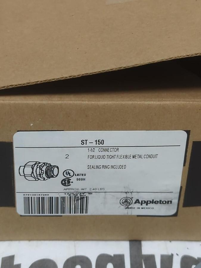 APPLETON,ST-150,1-1/2 INCH LIQUID TIGHT CONDUIT CONNECTORS BOX OF 2 NEW