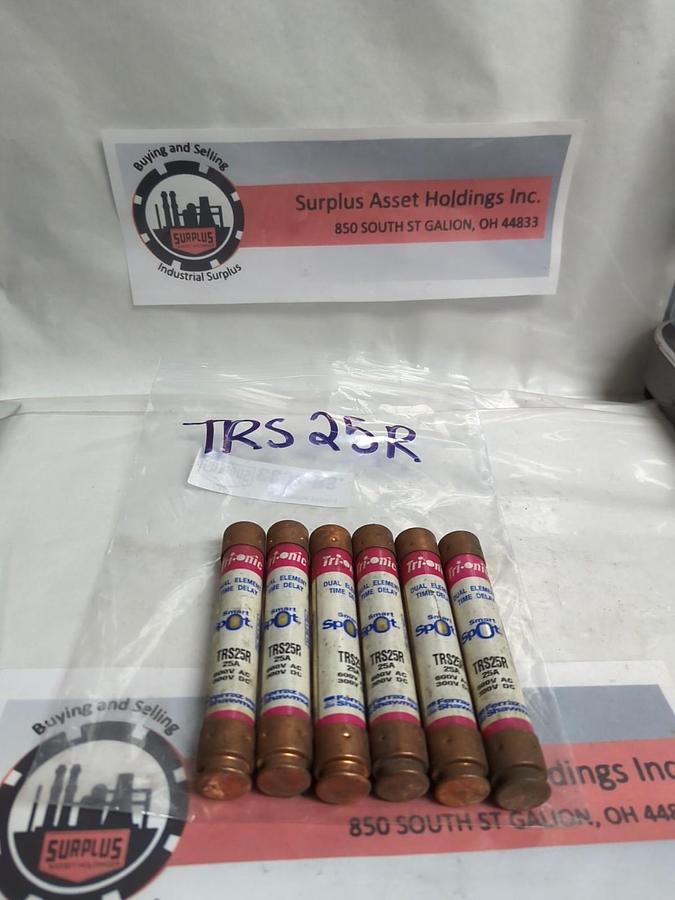 Used FERRAZ SHAWMUT,TRS25R,SMART-SPOT 25 AMP FUSE LOT OF 6 PRE-OWNED