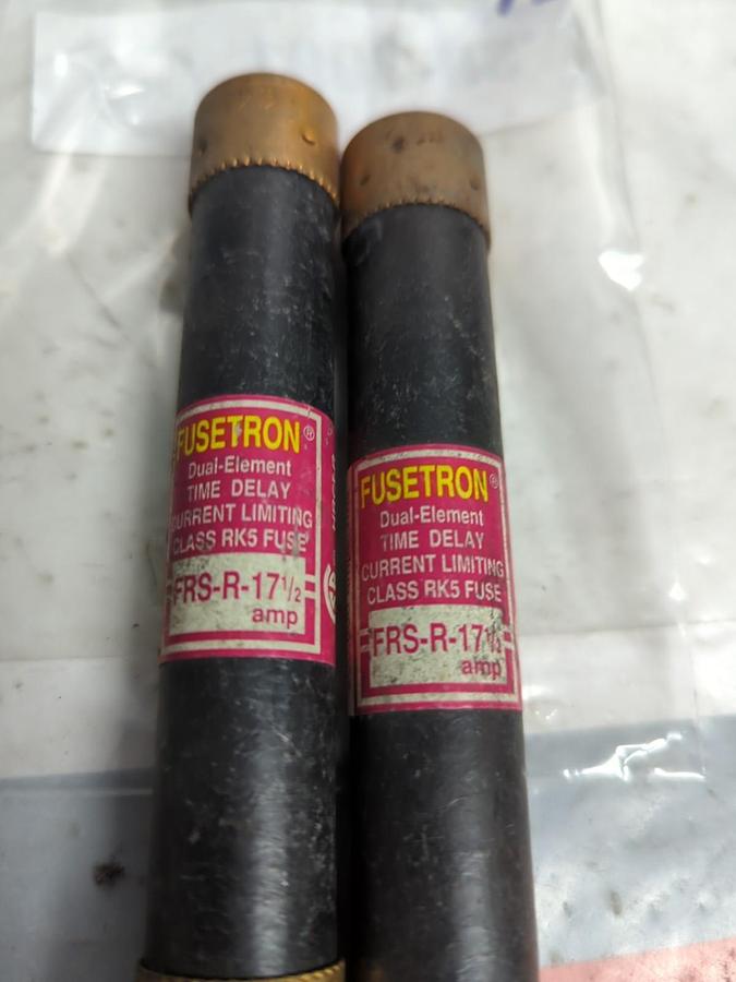 Used COOPER BUSSMANN,FRS-R-17-1/2,FUSETRON 17-1/2 AMP FUSE LOT OF 2 PRE-OWNED