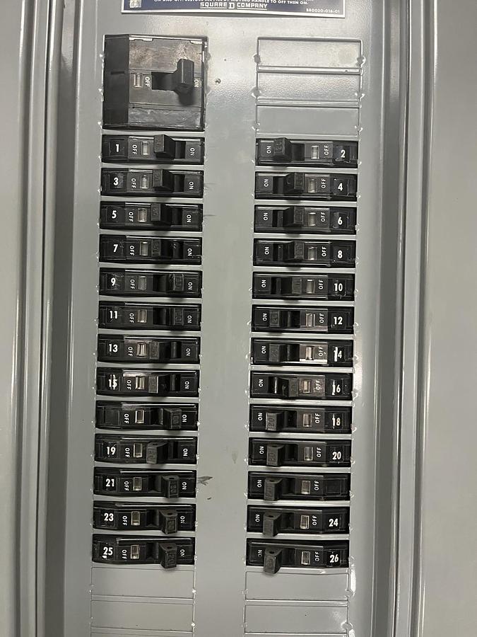 Used SQUARE D,56369-4B,NQOB 150A MAIN 120/208V 3PH BREAKER PANELBOARD MH-44-WP 3R/12