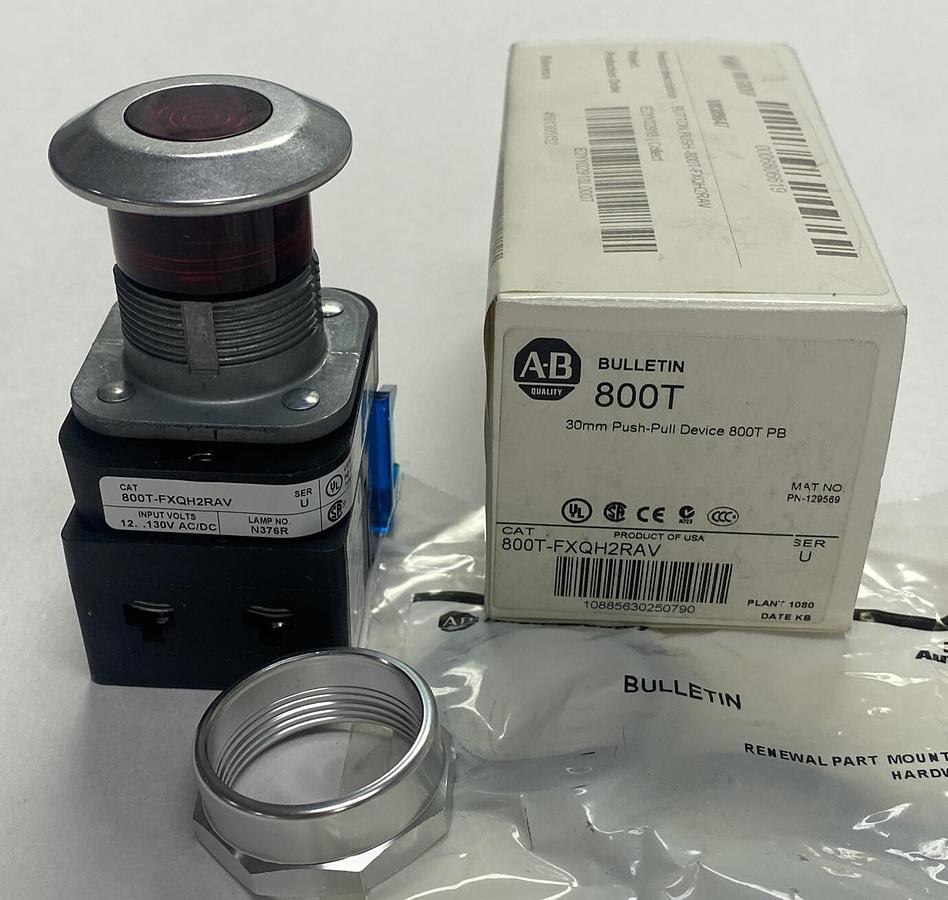 Used ALLEN BRADLEY,800T-FXQH2RAV,SER U 30MM PUSH-PULL DEVICE NEW