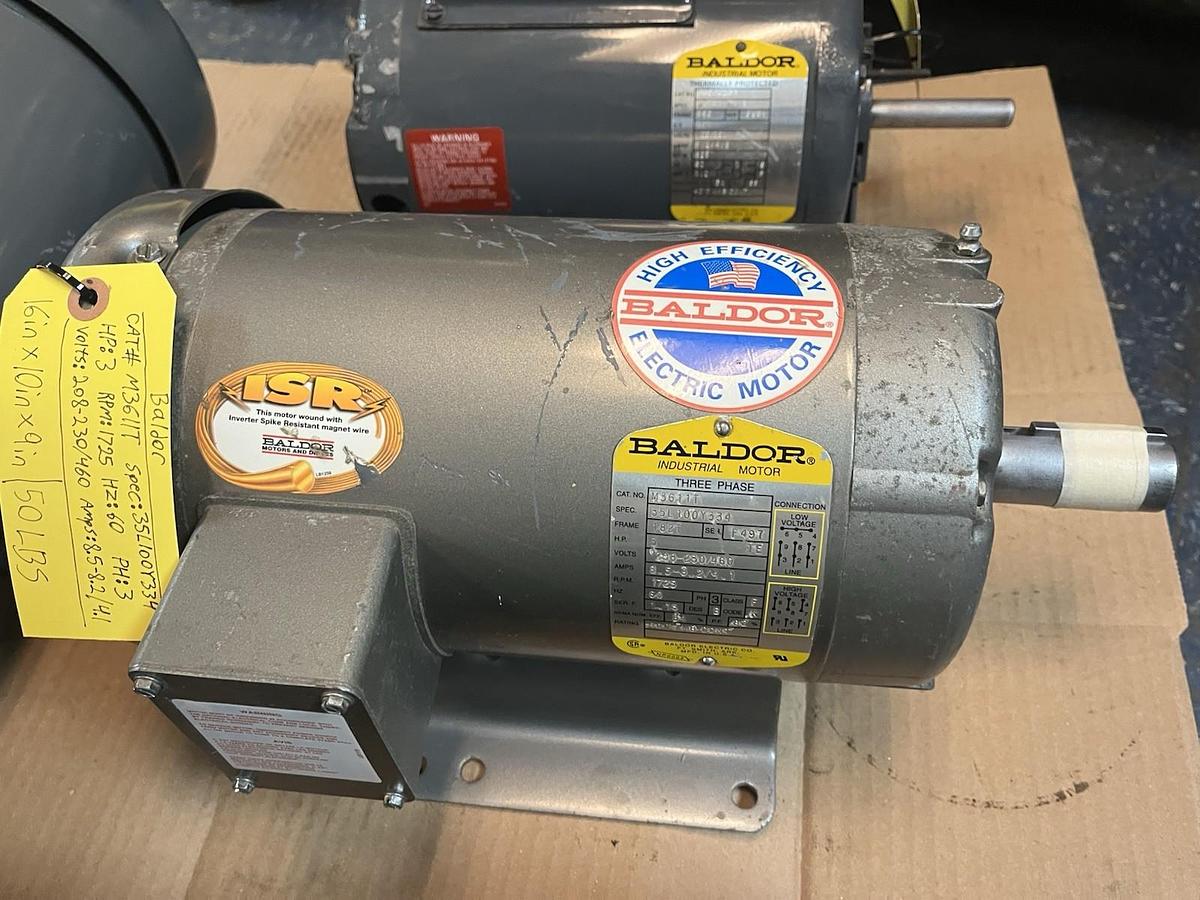 Used BALDOR,M3611T,MOTOR 3HP 1725RPM 3PH 182T
