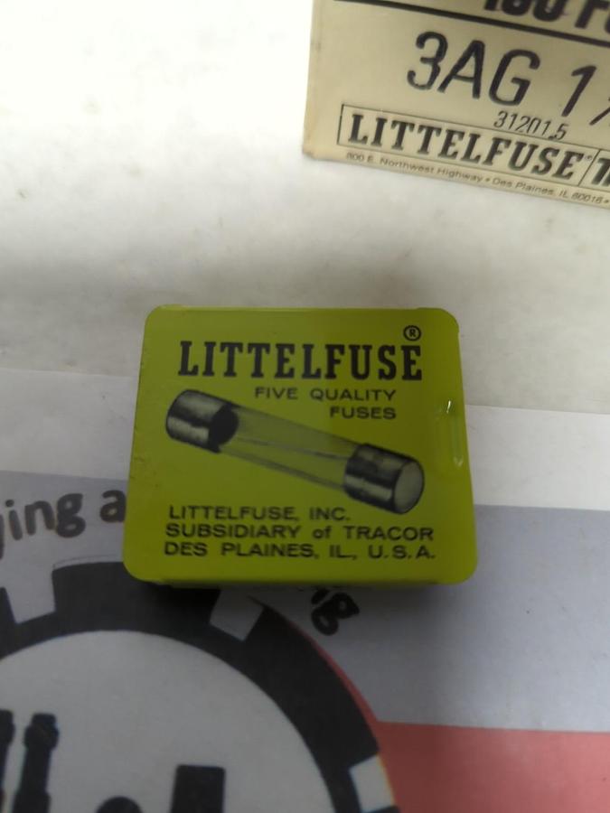 LITTELFUSE,3AG 1-1/2A,GLASS FUSES BOX OF 95 (19 PKS OF 5) NEW