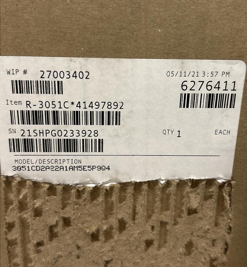 Used EMERSON ROSEMOUNT,3051CD2A22A1AM5E5P9Q4,PRESSURE TRANSMITTER NEW