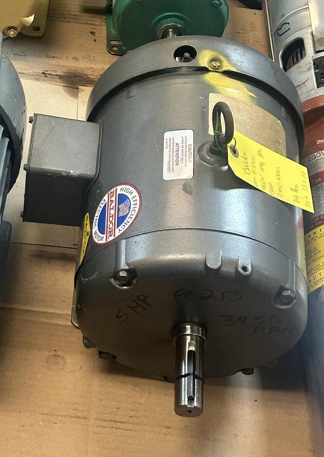 Used BALDOR,M3706,INDUSTRIAL MOTOR 5HP 208-230/460V 3450RPM 3PH 213 FRAME