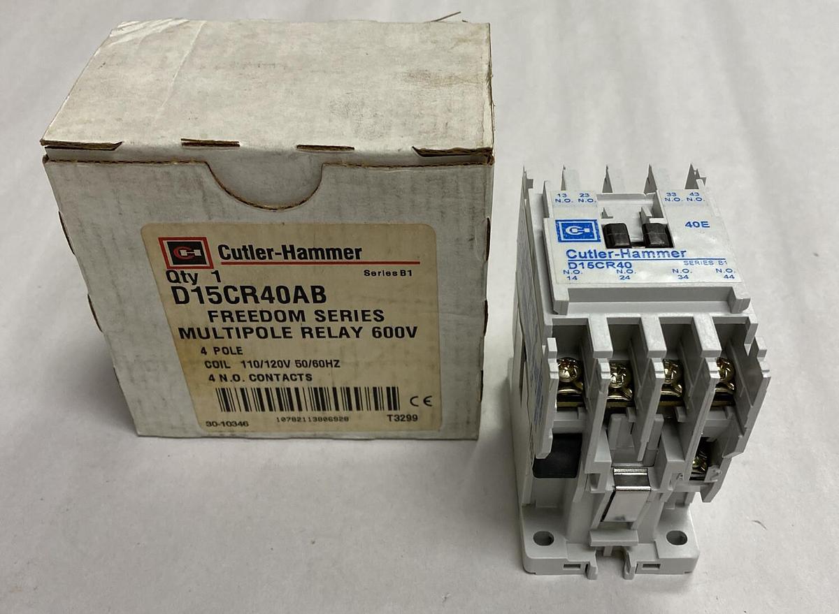 Cutler Hammer,D15CR40AB,Relay 4 Pole 110/120V NEW