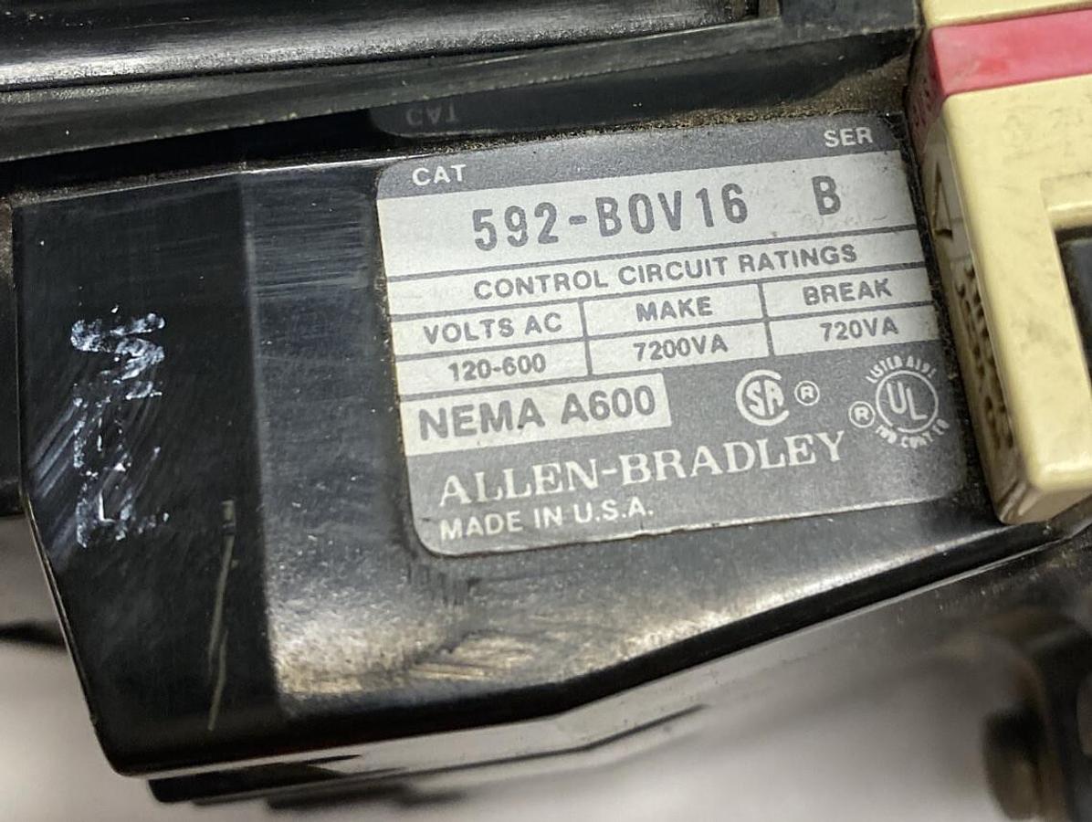 Used Allen-Bradley,592-B0V16,Ser B Relay 120-600V Lot Of 2