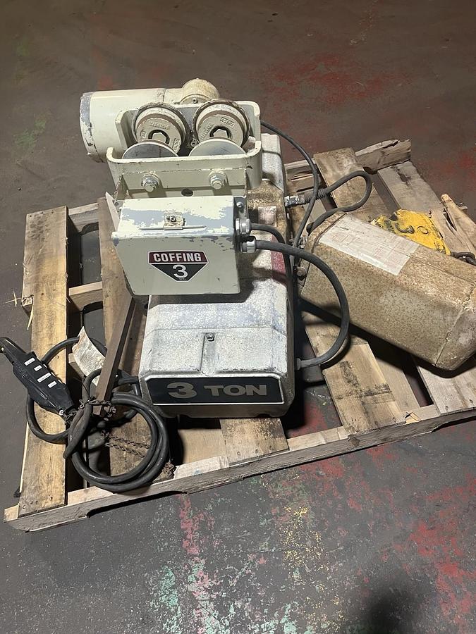 Used COFFING,3 TON, CHAIN HOIST W/ MOTORIZED TROLLEY