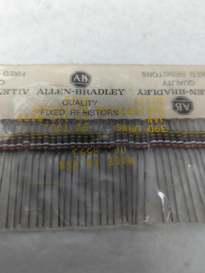 ALLEN BRADLEY,RCR20G391JS,RESISTORS 390 OHMS 1/2 WATT 5% PACK OF 50 NOS