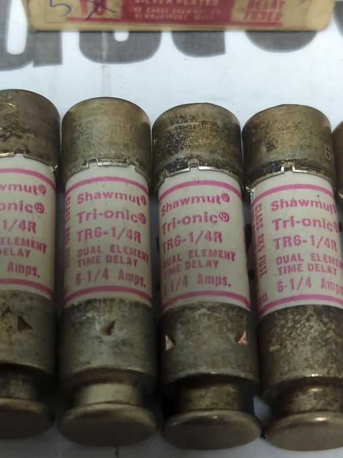 GOULD SHAWMUT,TR6-1/4,TRI ONIC 6-1/4 AMP FUSES BOX OF 5 NOS