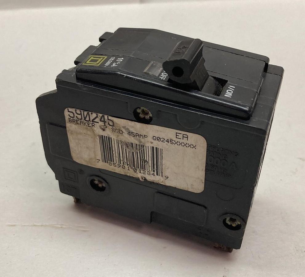 Used Square D,Q0245,2-Pole Circuit Breaker 45A