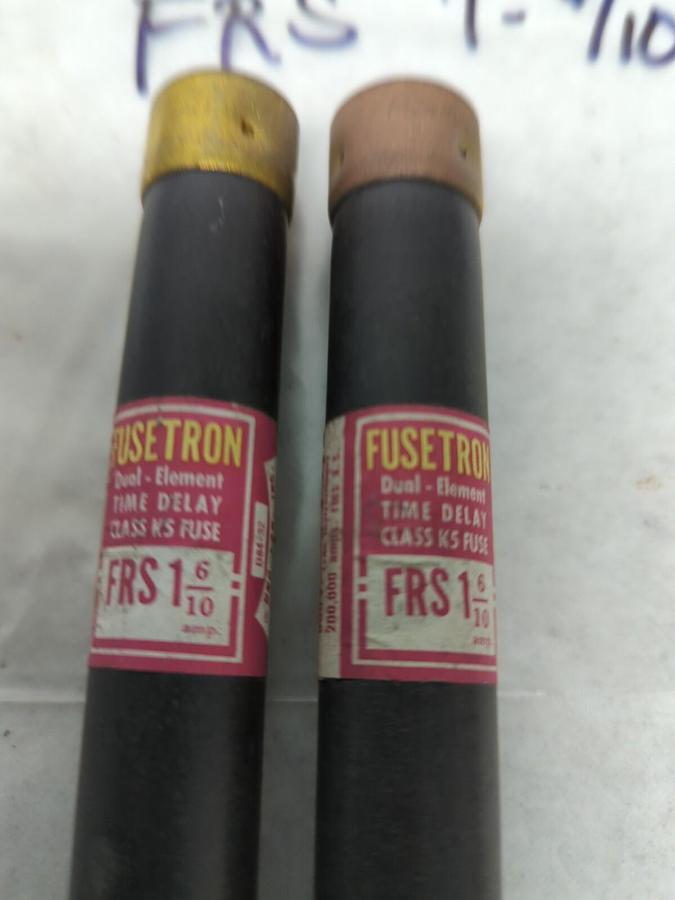 Used COOPER BUSSMANN,FRS-R 1-6/10,FUSETRON 1-6/10 AMP FUSE LOT OF 2 PRE-OWNED