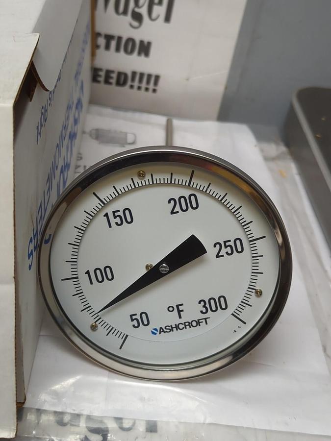 ASHCROFT,10333841-7,5 INCH BIMETAL THERMOMETER 1/2 IN EVERYANGLE NPT 9 INCH STEM