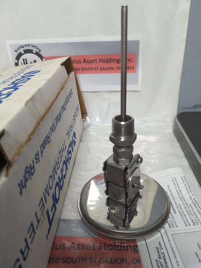 ASHCROFT,50-EI 60 E 060,BIMETAL THERMOMETER 5 INCH FACE 6 INCH STEM 1/2 INCH NPT