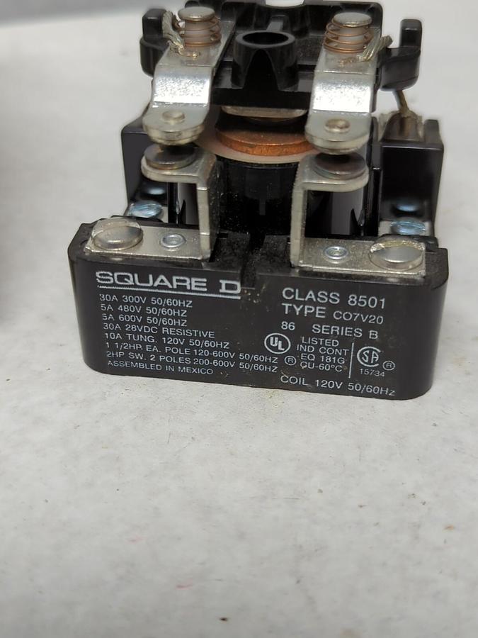 SQUARE D,05225,GEN PURPOSE POR RELAY SER B 30A 300VAC CLASS 8501 TYPE C07V20 NOS