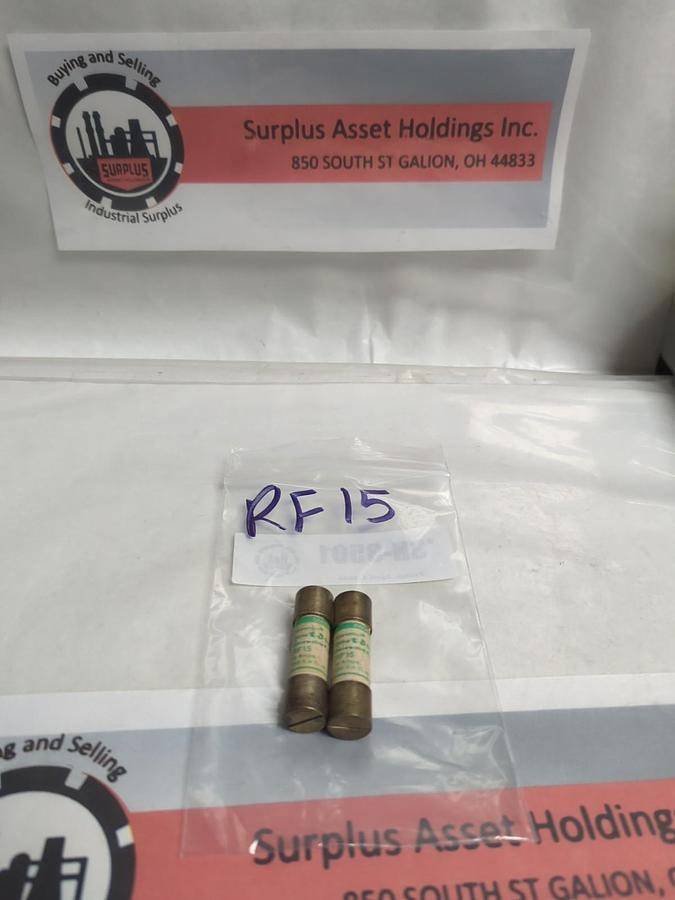 GOULD SHAWMUT,RF-15,RENEWABLE 15 AMP FUSE LOT OF 2 PRE-OWNED