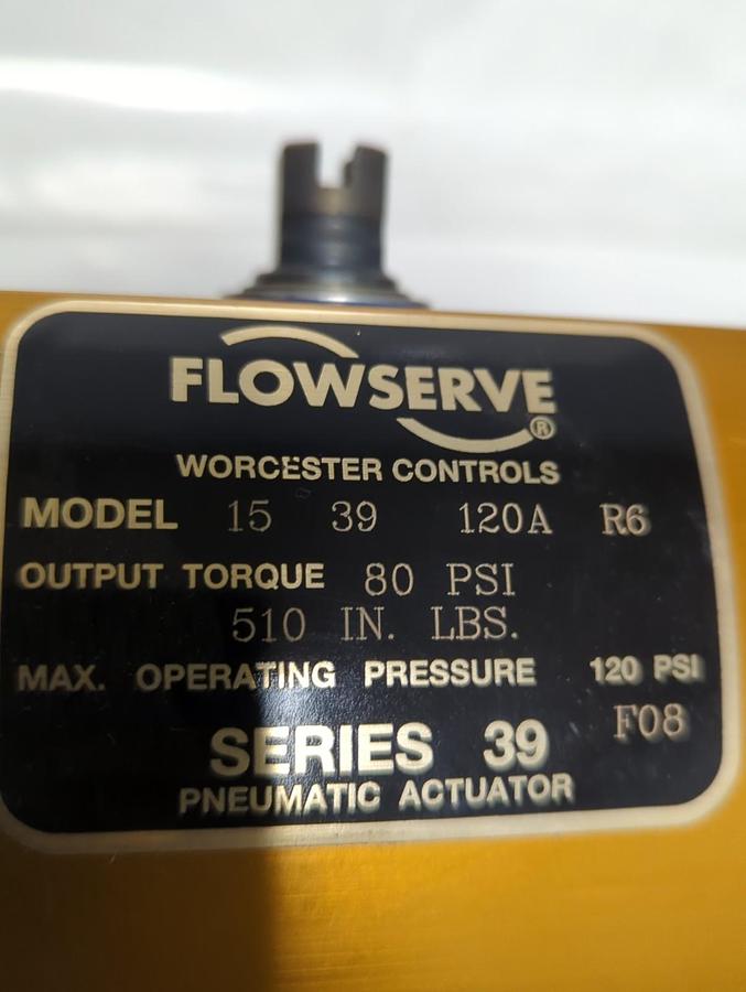 Used FLOWSERVE,MODEL 15 39,PNEUMATIC ACTUATOR W/ PARKER PM3D5080C SOLENOID VALVE
